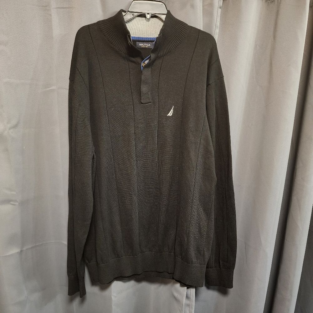Nautica 1/4 Button Black Sweater